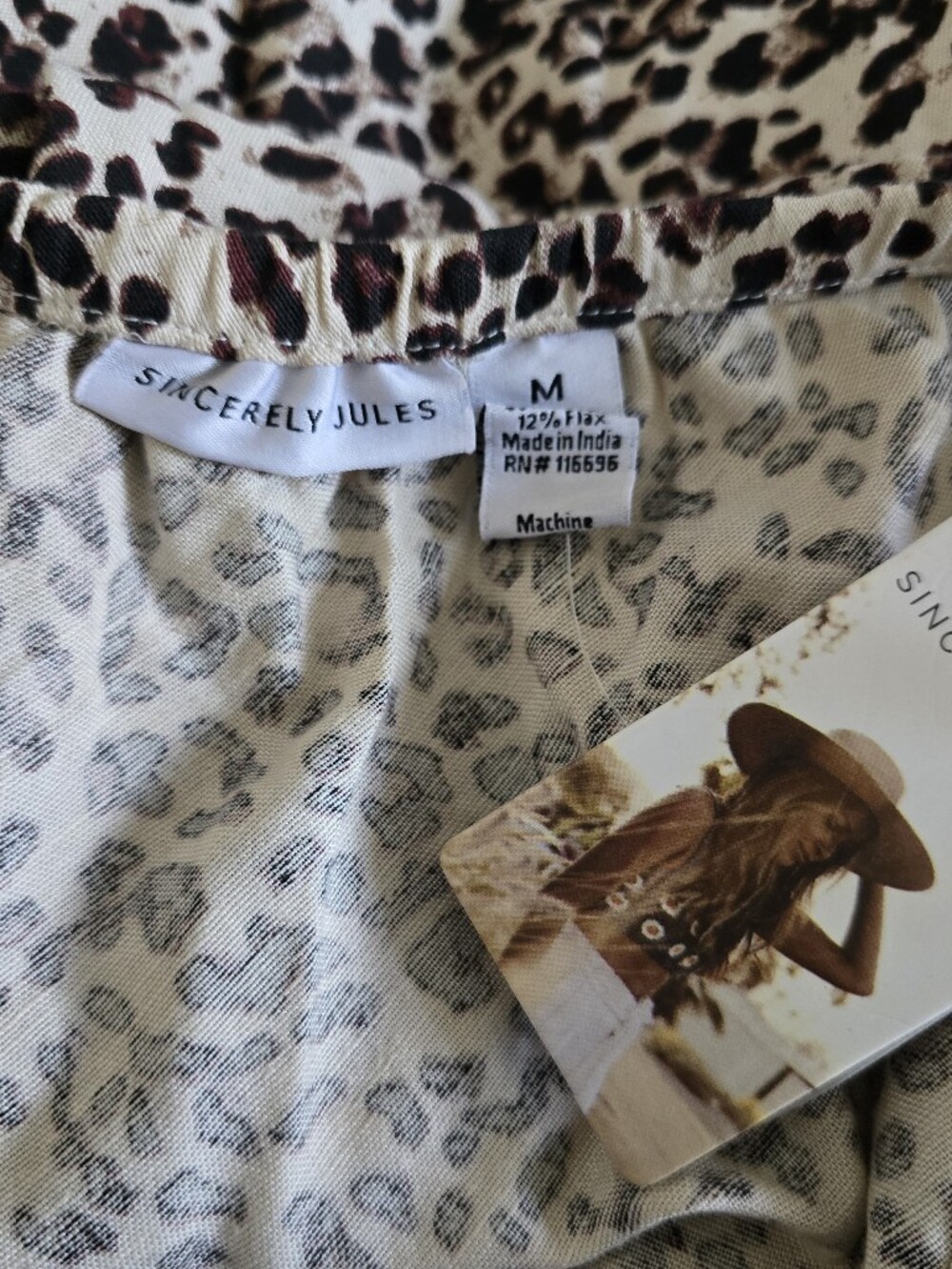 Sincerely Jules Cream and Brown Leopard Slip Maxi Dress with Black Trim - Picture 2 of 4